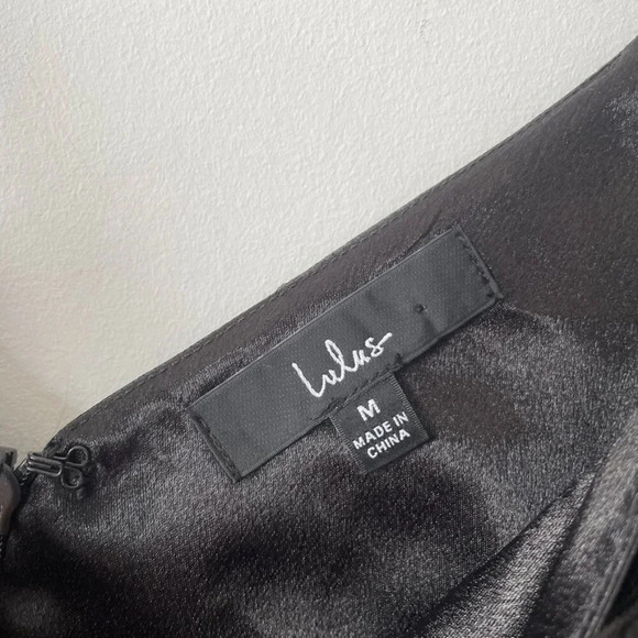 Lulus Make You  Shine Satin Mermaid Maxi Dress Gown Black Size Medium - Picture 9 of 11